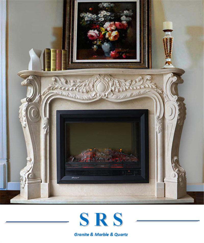 China White Marble Sculpture Fireplace Stone Mantel