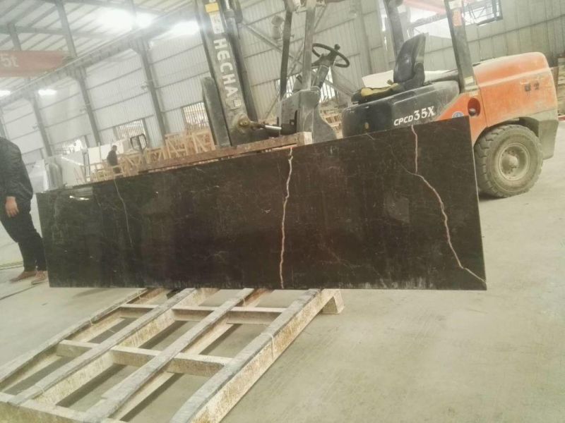 Polished Brown Moss Marble Kitchen Countertop