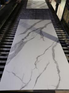 Artificial Sintered Stone Slab Goden Grey Tiel Polished 1200*2700*9mm Thin for Background Wall, Furniture Contertop