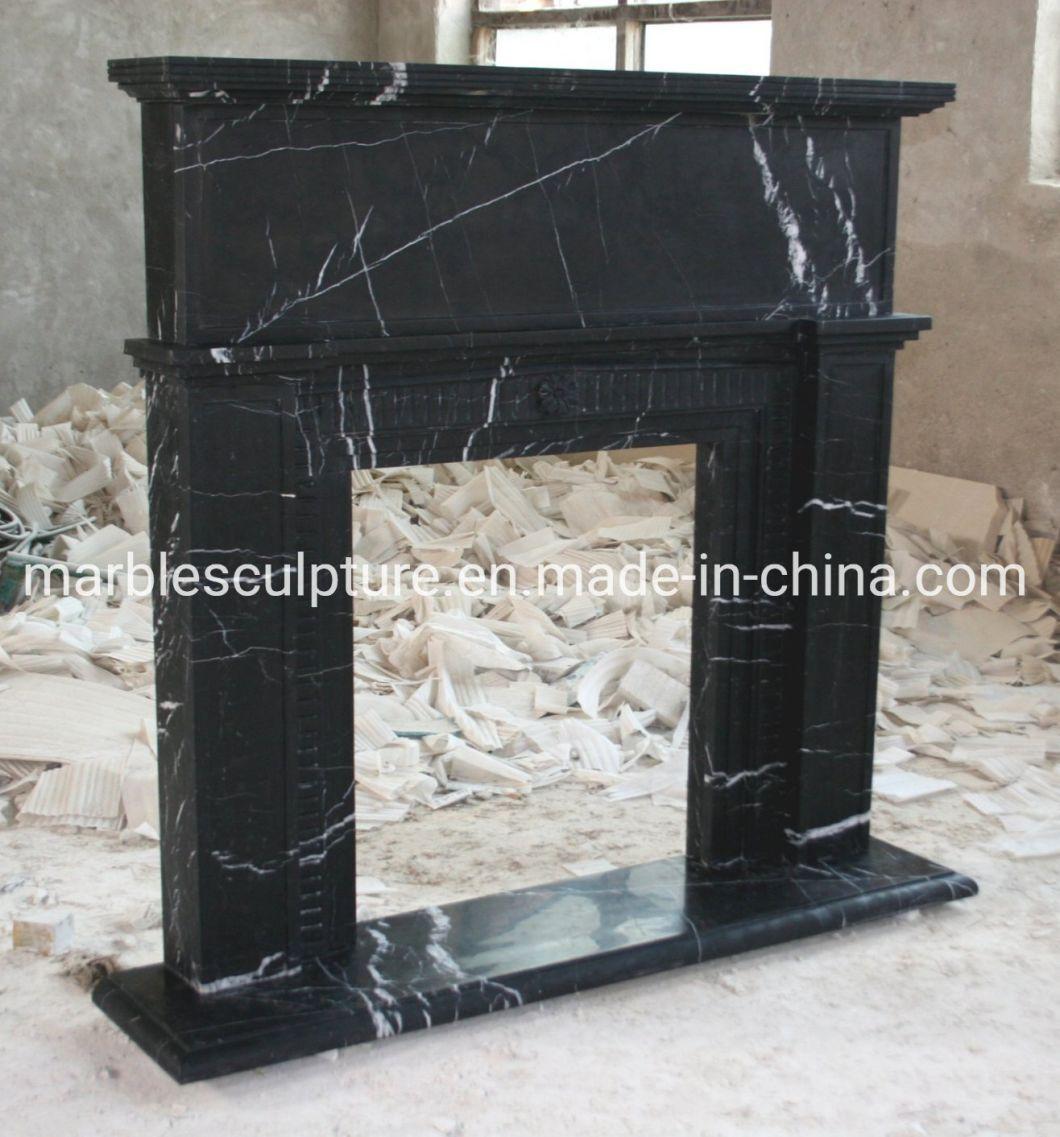 Simple Style Black Marble Stone Fireplace Indoor Decoration (SYMF-183)