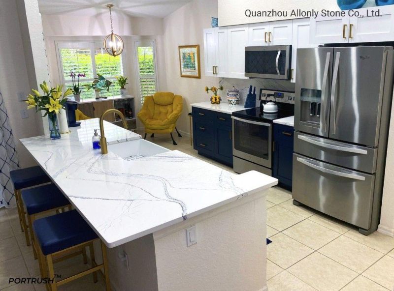 Precut White Quartz Acrylic Solid Surface Kitchen Top