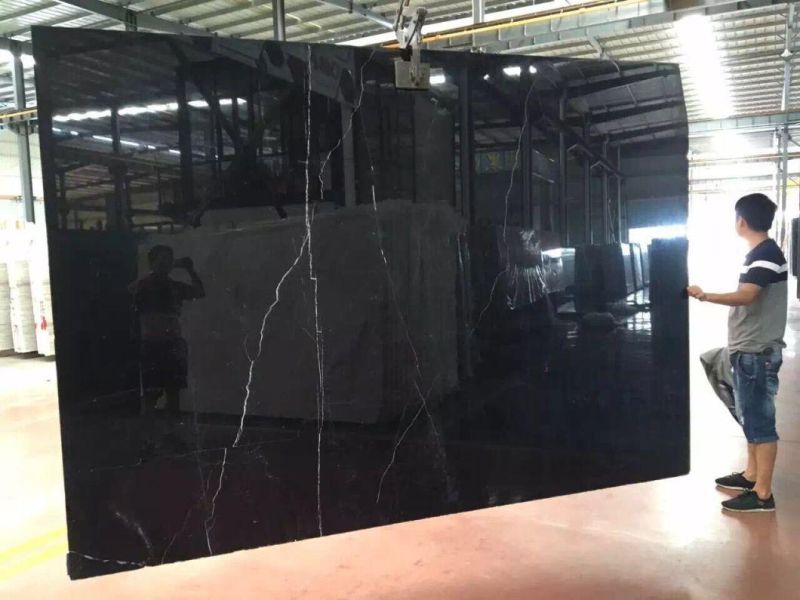 Polished Nero Marquina Black Marble Stone Tile for Wall/Flooring