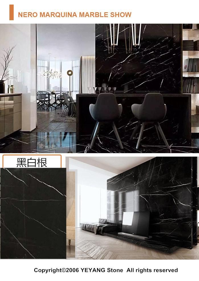 Black Nero Marquina Marble Slabs for Kitchen Countertop/Flooring/Steps/Stairs/Bathroom/Vanity