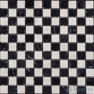 Black Beige Mixed 1X1 Polished Marble Mosaic Flooring