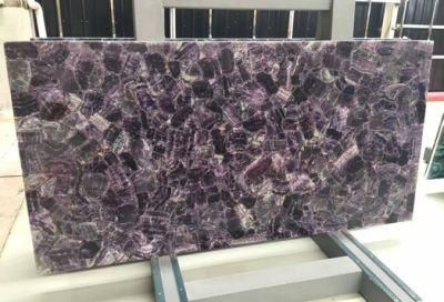 Natural Semiprecious Stone Luxury Amethyst Lilac/Purple Crystal Gemstone Tile Slabs