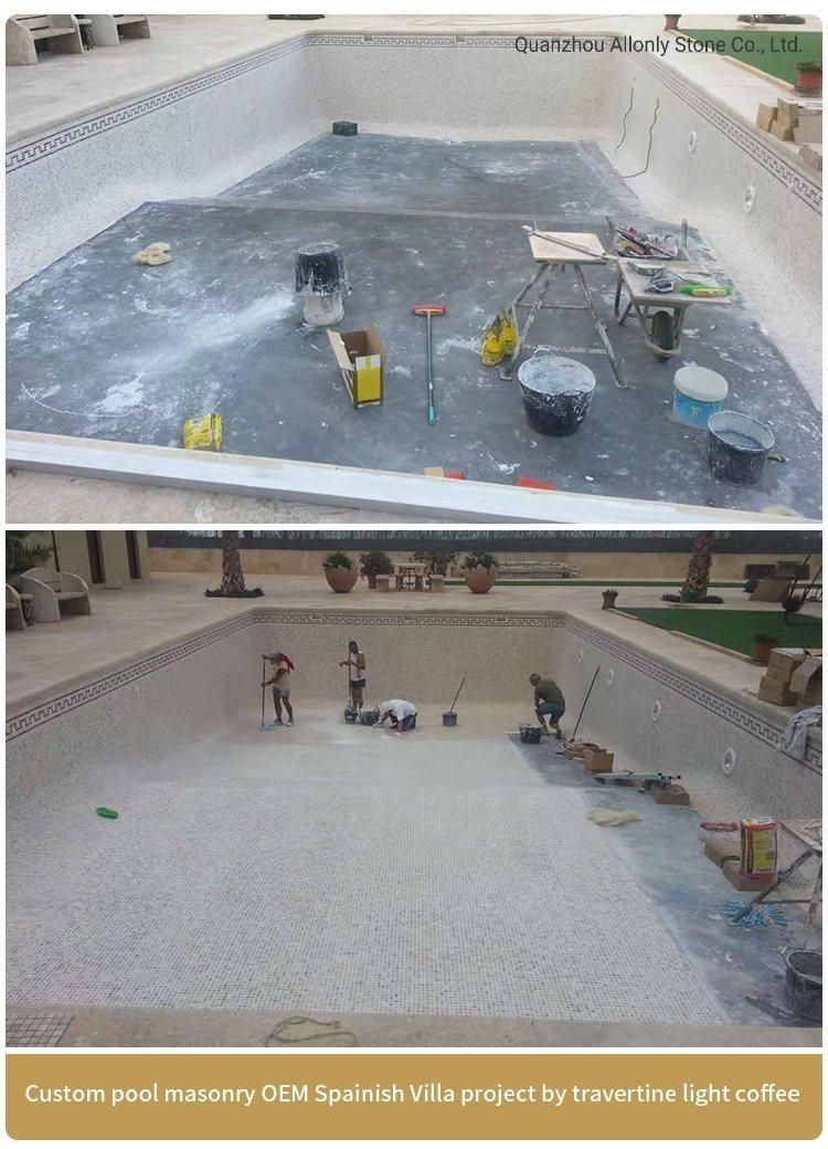 Natural Curved Travertine Pool Coping with Stone Patio Paver Design