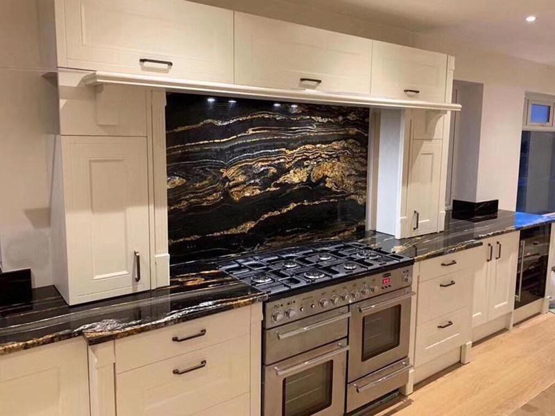 Black/Gold Granite/Marble for Kitchen Countertop/Cabinet/Table/Furniture Bathroom Vanity/Vanities Slab Wholesale