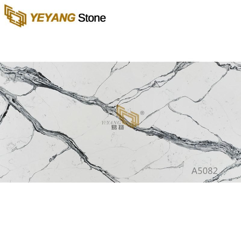 Artificial Engineered Quartz Popular Calacatta White Quartz for Kitchen/Island/Backsplash/Wall/Countertops