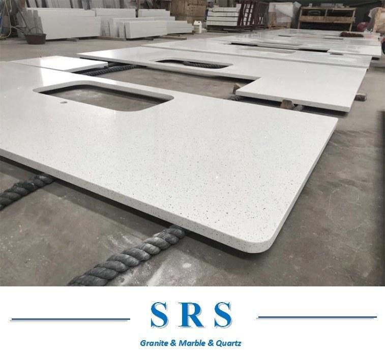 Wholesale Prefab Solid Artificial White Quartz for Kitchen, Counter Top, Vanity Tops