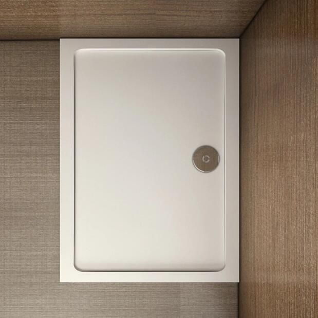 Stone Resin Shower Tray Shower Plate White Shiny Anti-Slip Ultraslim 4cm Marble and Resin Mixed Multiple Size