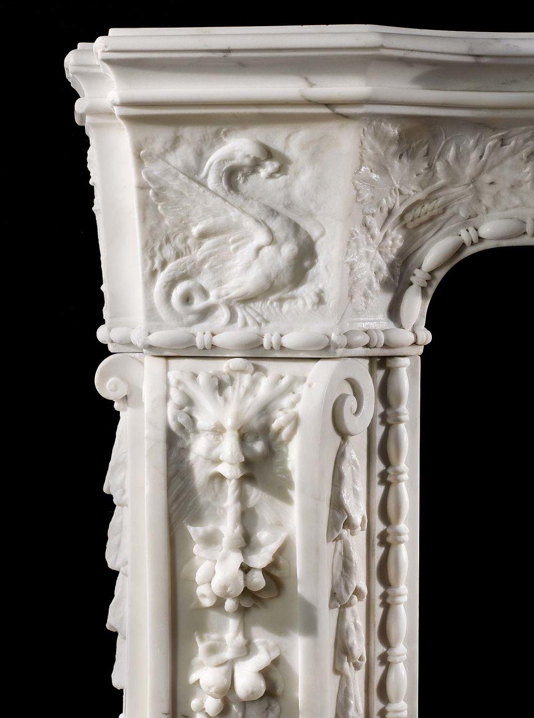 Hand Carving White Marble Fireplace Mantel for Home Decoration