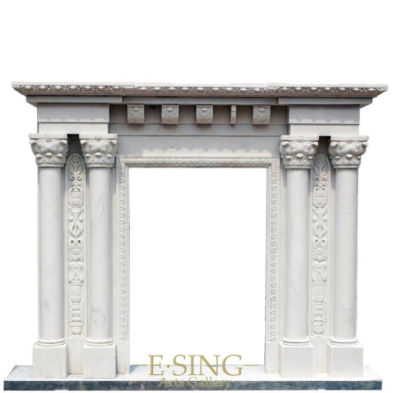 Popular Good Quality White Marble Mantel Electric Fireplace
