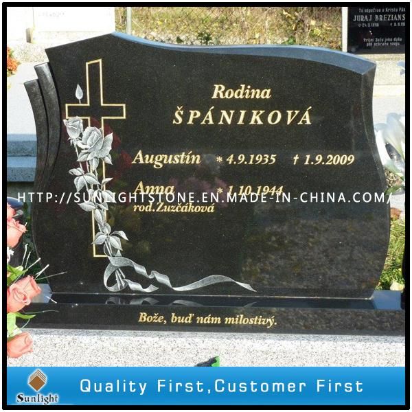 Custom India Black Granite Monument Headstone Tombstone (With Carving Angel)