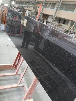 Natural Black Galaxy Granite Polished Slab for Countertop Vanity Top