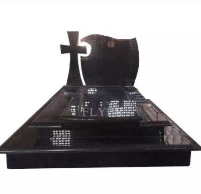 Custom Blank Gravestone Shanxi Black Granite Poland Style Tombstone