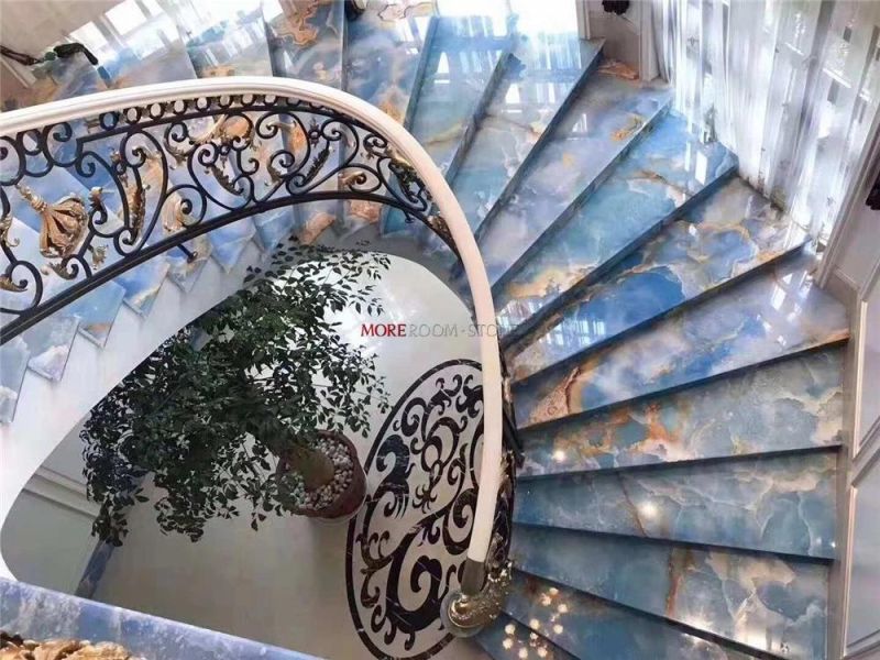 Yunfu Factory Interior Design Cut to Size Natural Blue Onyx for Background Wall Decor