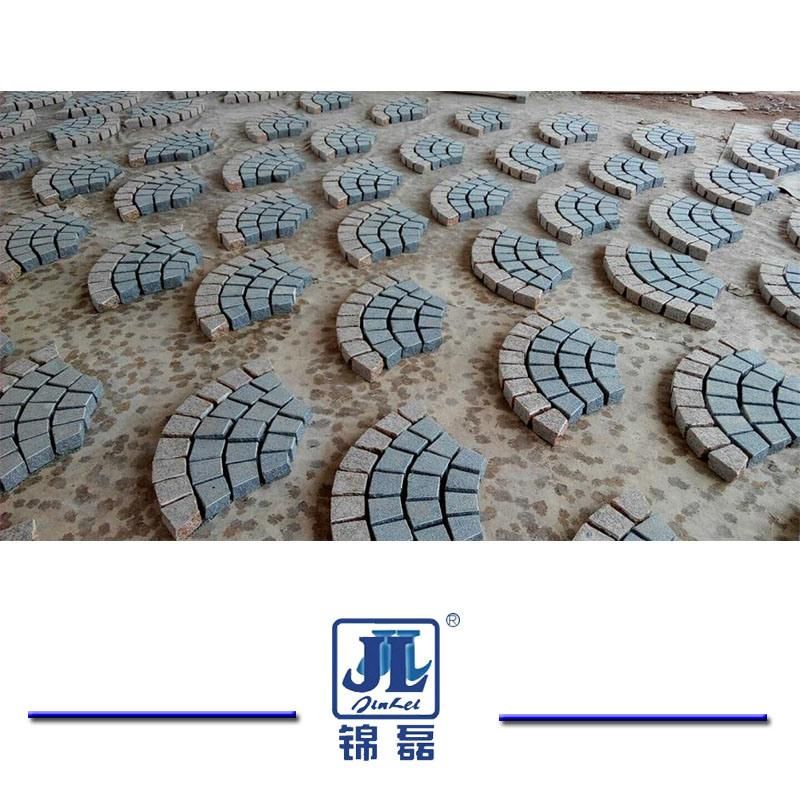Light Grey/Dark Grey/Red/Yellow Granite Garden/Cobble/ Cube/Kerb/Fan Shape Granite Paving Stone for Garden/Landscaping/Decorative/Driveway Construction Project