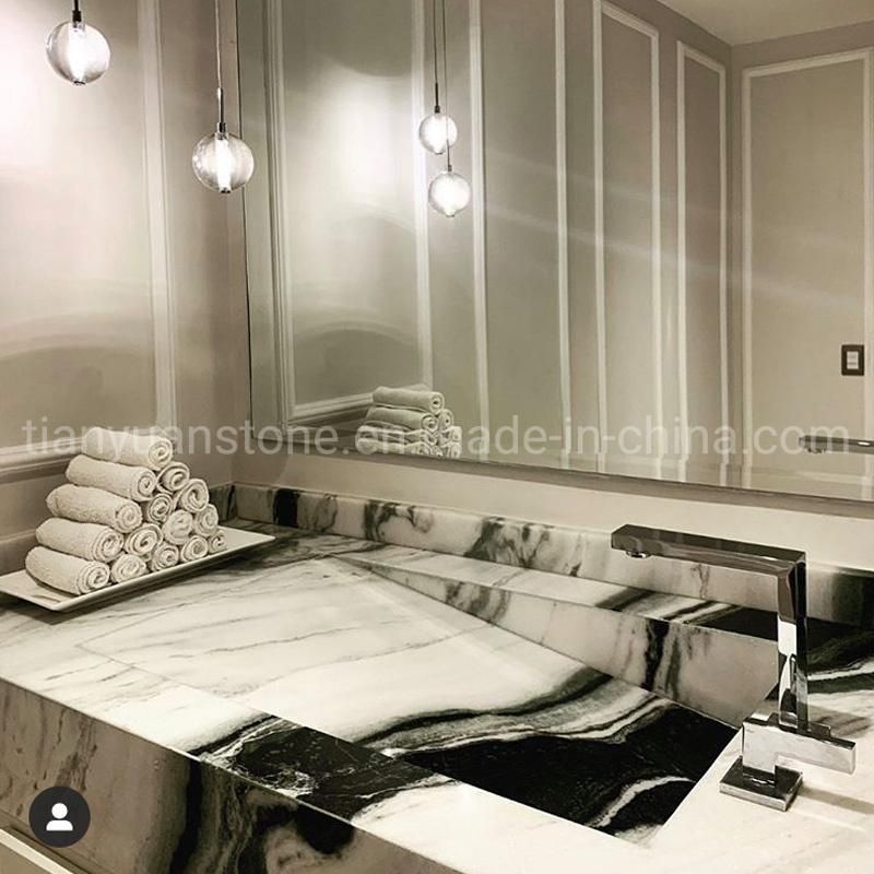 Black and White Polished Natural Panda Marble for Interior Wall Cladding and Flooring