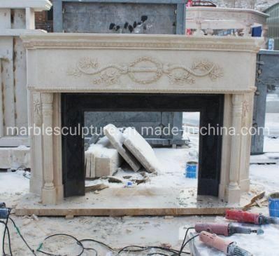 Antique Beige Marble Fireplace Mantel Home Decoration (SYMF-302)