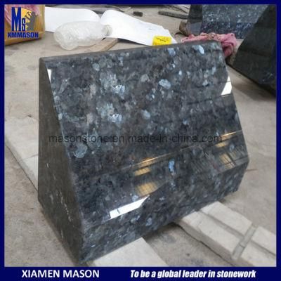 China Supply Best Selling Natural Blue Pearl Granite Slant Headstone for Grave