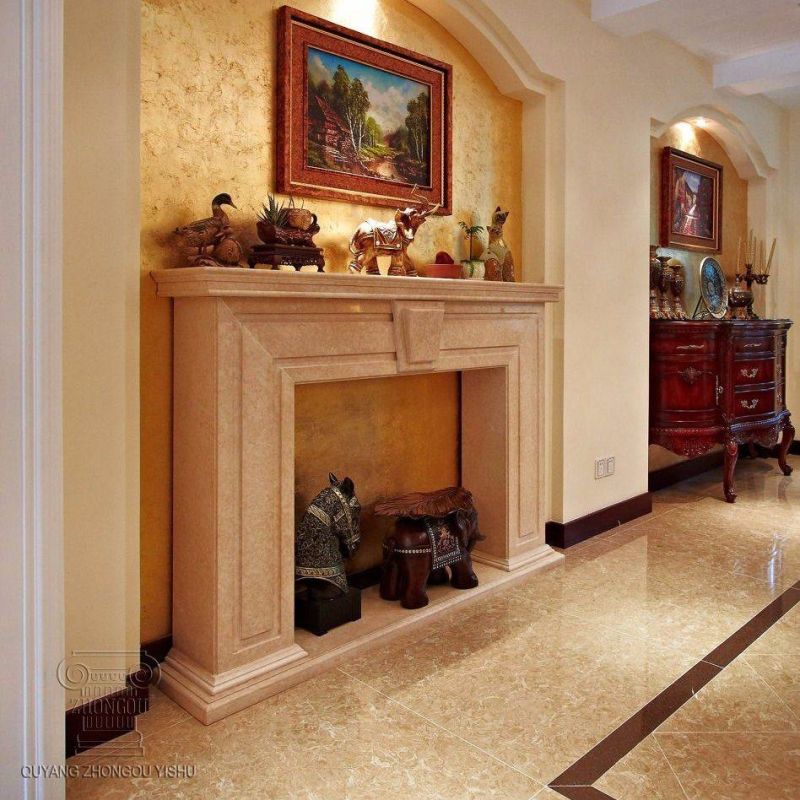 Smooth Marble Fireplace with Fine Hand-Carved Quality and Simple Style T-7179