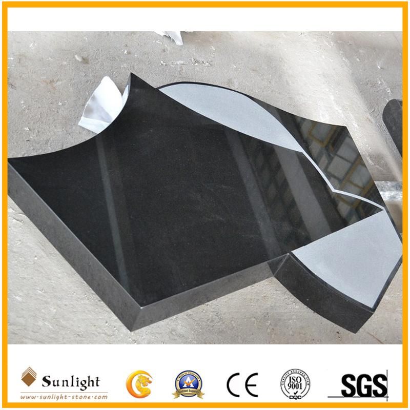 Tombstone Supplier Shaxni Black Granite Flowers for Tombstone
