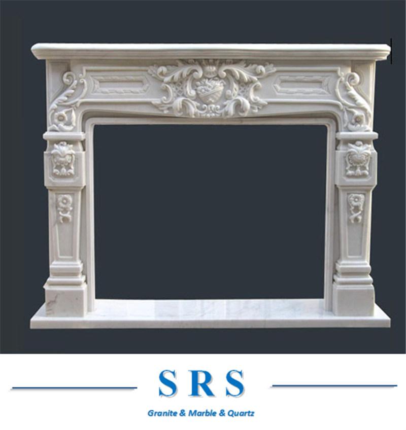 China White Marble Sculpture Fireplace Stone Mantel
