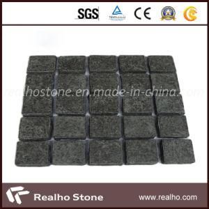 Flamedg684 Natural Black Granite Cobblestone with Mesh