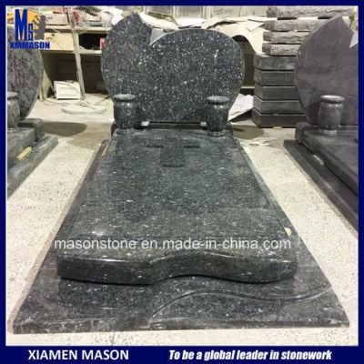 Mason France Tombstone in Labrador Blue with Vase and Cross