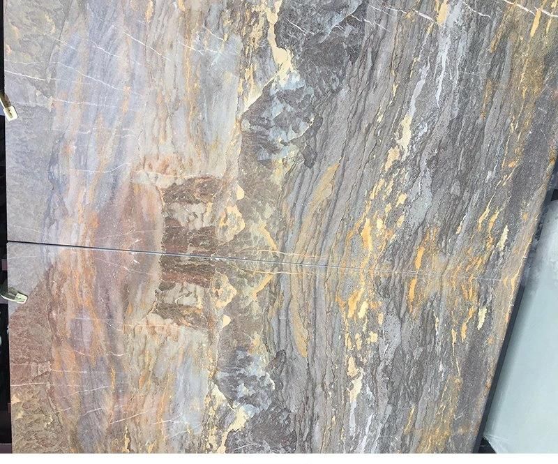 Andes Landscape with Mountain &River Background Bookmatched Marble Stone Slab