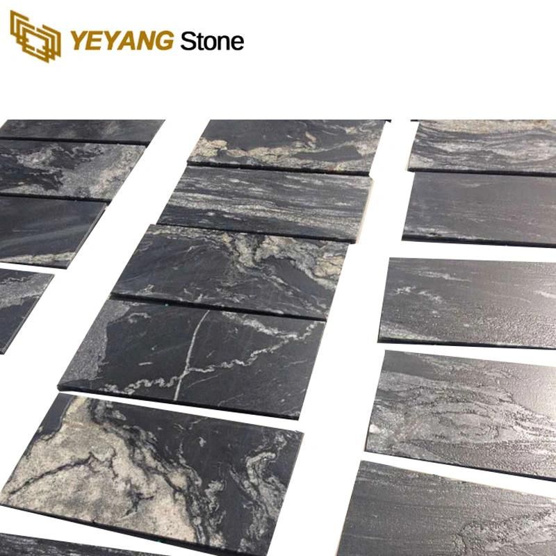 Black Polished Leather Finished Surface Granite for Countertop/Bathroom/Wall/Tile