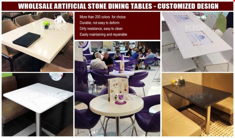 Kkr Cafeteria Fast Food Tables Chairs Restaurant Artificial Marble Like Table Tops