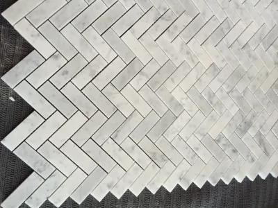 Italy Carrara Herringbone White Marble Mosaic