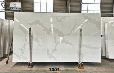 High Quality 7003 Artificial Calacatta Quartz Stone Slab with Beautiful Veins
