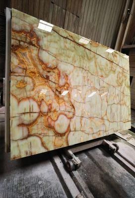 High Quality Yellow Herringbone Mosaic Honey Onyx Marble Bathroom