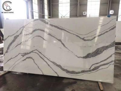 White 1101 Artificial Quartz Stone Slab of Calacatta with Beautiful Veins