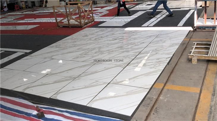 Italy Natural Stone Calacatta White Marble Tile Floor 600X600 Paving Service
