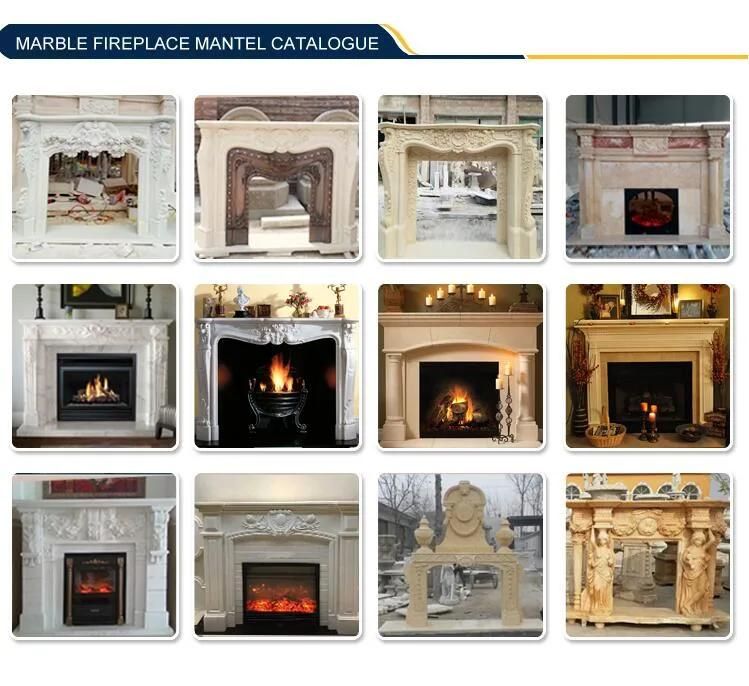 Home Decoration Natural White Stone Carving Marble Fireplace