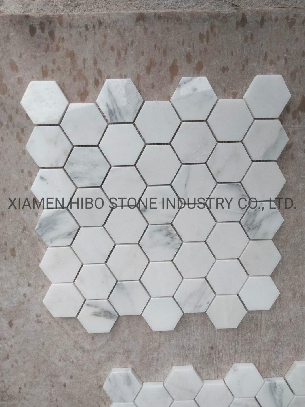 Hot Selling Italian Luxury Calacatta Gold Marble High Bevel Hexagon Wall Tiles for Home Decor