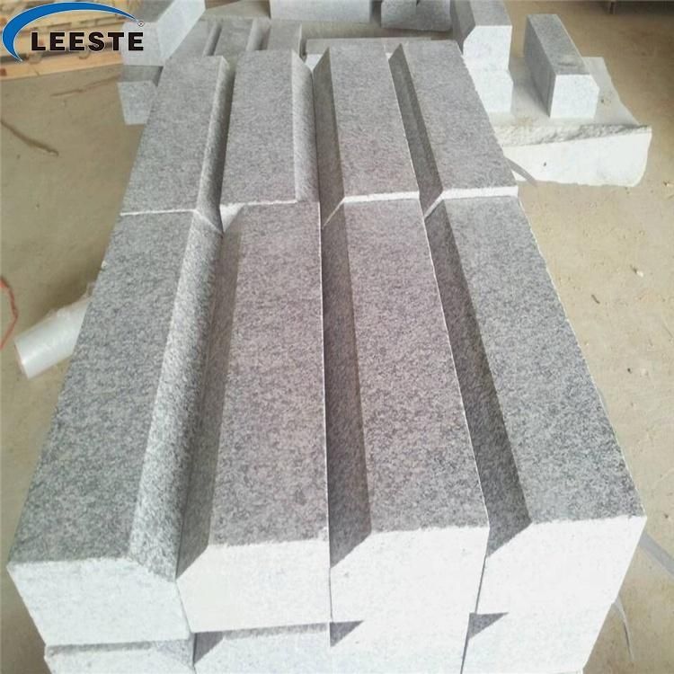 G603 Sardo Grey Light Grey Granite Kerbstone Sawn Cut Surface Flamed Surface Bavelled Edge