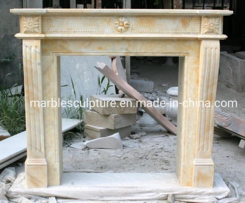 Simple Style Home Decoration Stone Sculpture Marble Fireplace (SYMF-037)