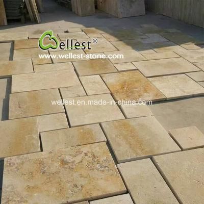 Beige/Yellow/Golden/Coffee Travertine Stone Slab/Tile/Step/Coping/Paver/ French Pattern