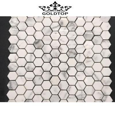 Top Quality Polished Calacatta White Marble Mosaic for Interior Floor Tile Decoration
