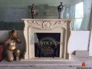 Galala Marble Fireplace with Carved for Home Decoration