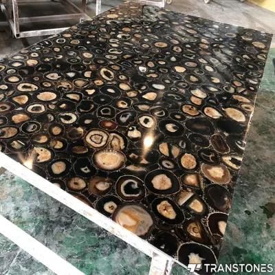 Translucent Brown Polished Natural Gem Stone Home Decorated Agate Wall Panel