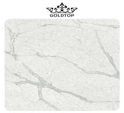 Expert White Hourse Polished Calacatta Stone Artificial Quartz for Kitchen Countertop