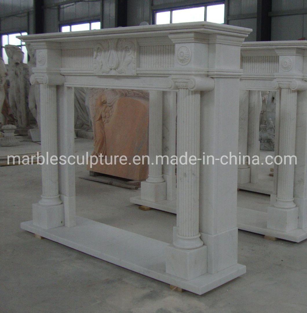 Factory Wholesale White Marble Fireplace in Stock (SYMF-282)