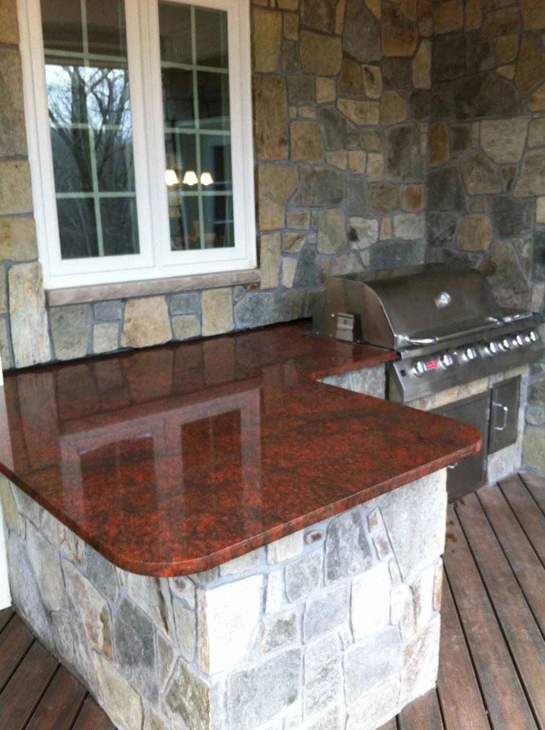 China Cheap Maple Red Granite Kitchen Worktop and Island Countertop