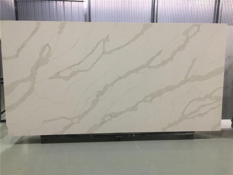 Popular Pure White and Big Vein Artificial Quartz Stone White Calacatta Quartz