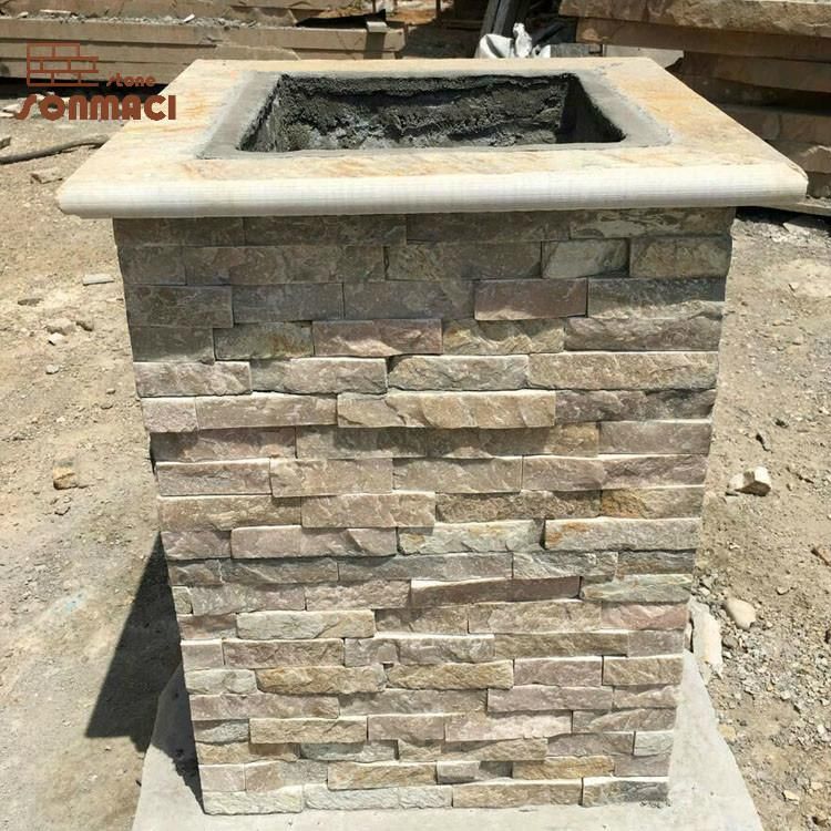 Natural Stone Beige Slate Panel Pillar